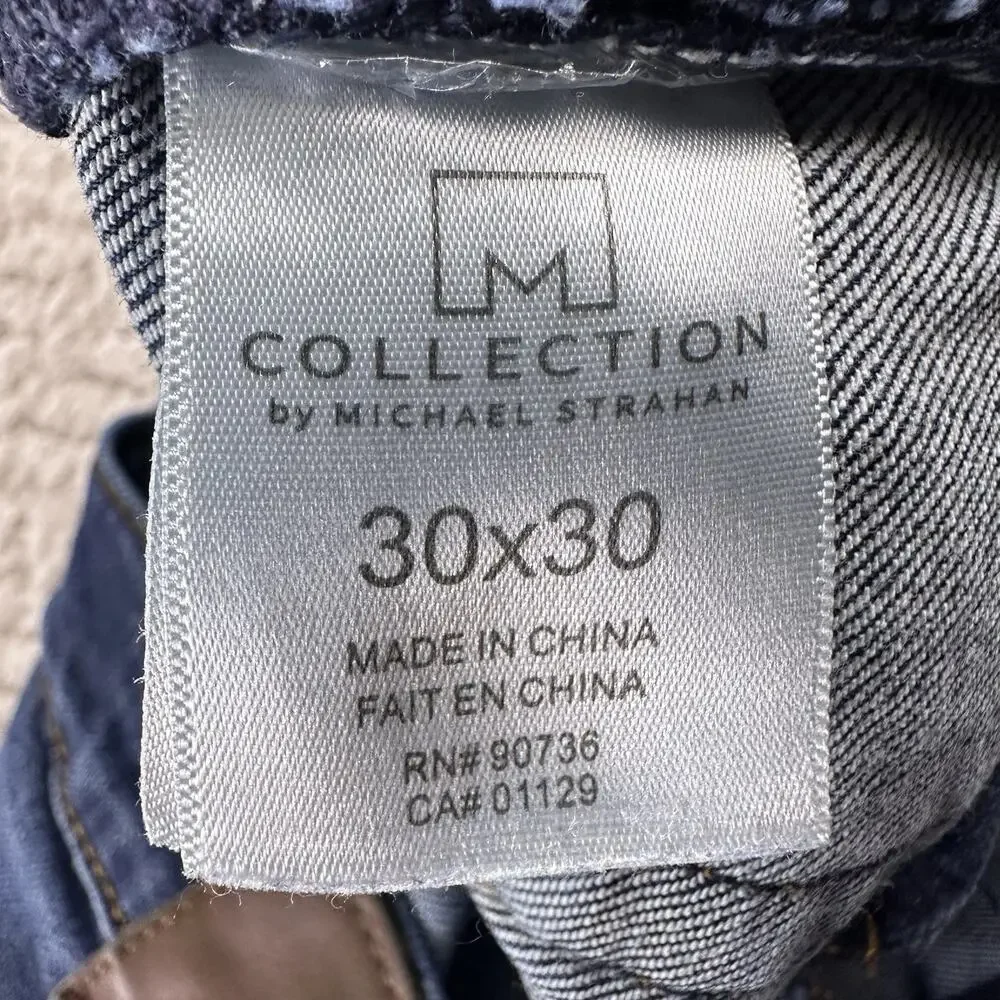 M Collection By Michael Strahan Jeans Mens Blue 30x30 Straight Fit Stretch‎